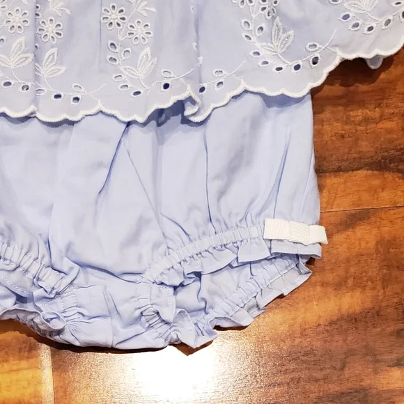 Janie and Jack NWT 12-18 months periwinkle floral eyelet two-piece set - Picture 6 of 8